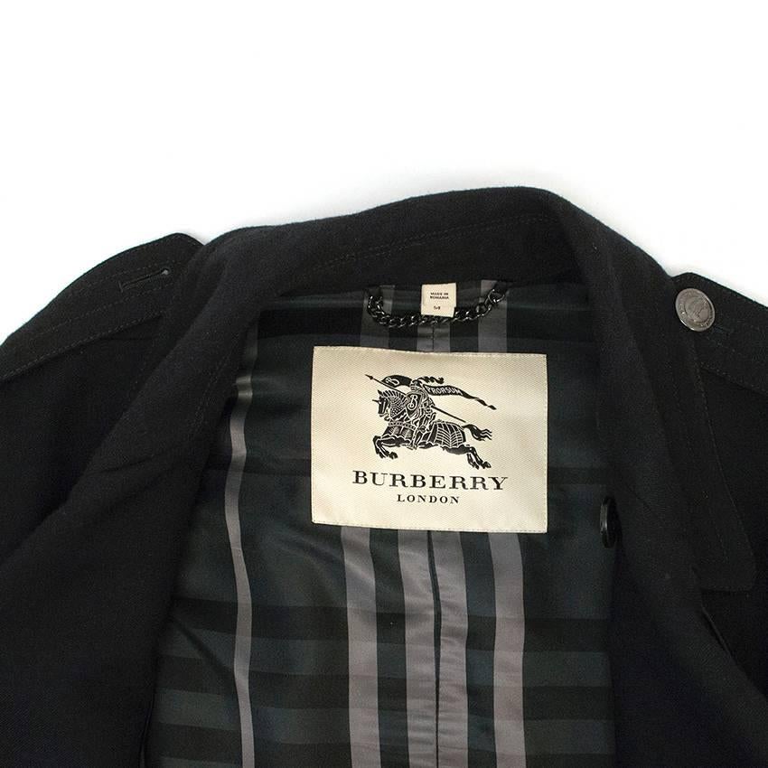 Burberry Black Double Breasted Coat In Excellent Condition For Sale In London, GB