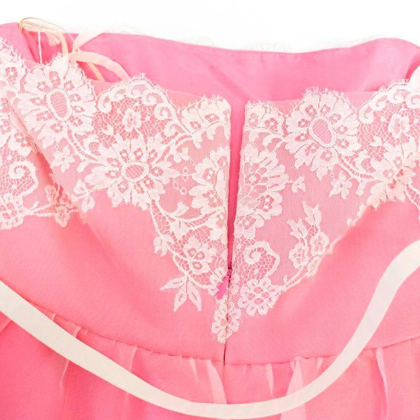Women's Valentino Pink Lace Overlay Dress - Size US 8