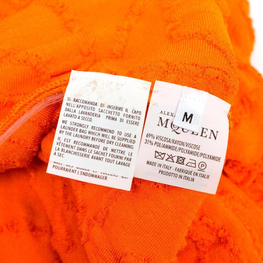 Women's Alexander McQueen Bright Orange Textured Long Dress For Sale