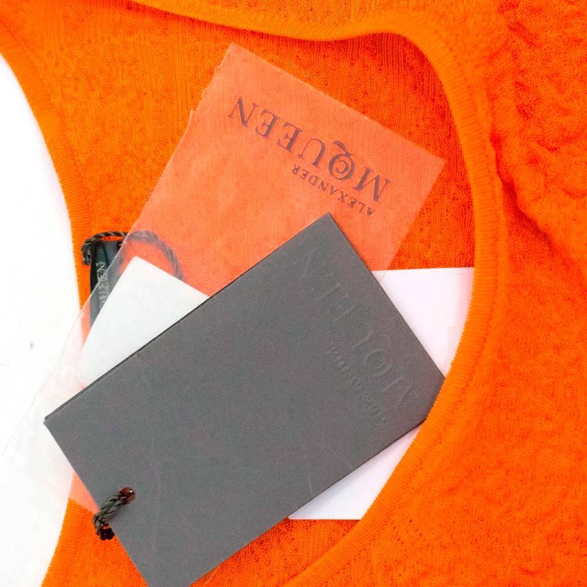 Alexander McQueen Bright Orange Textured Long Dress For Sale 2