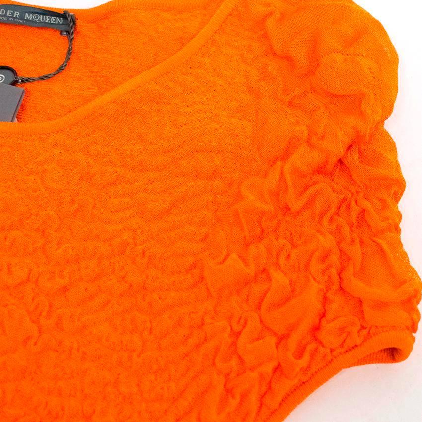 Alexander McQueen Bright Orange Textured Long Dress For Sale 3