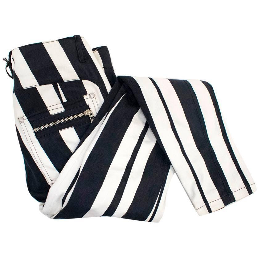 Women's Balmain Black and White Striped Skinny Jeans For Sale