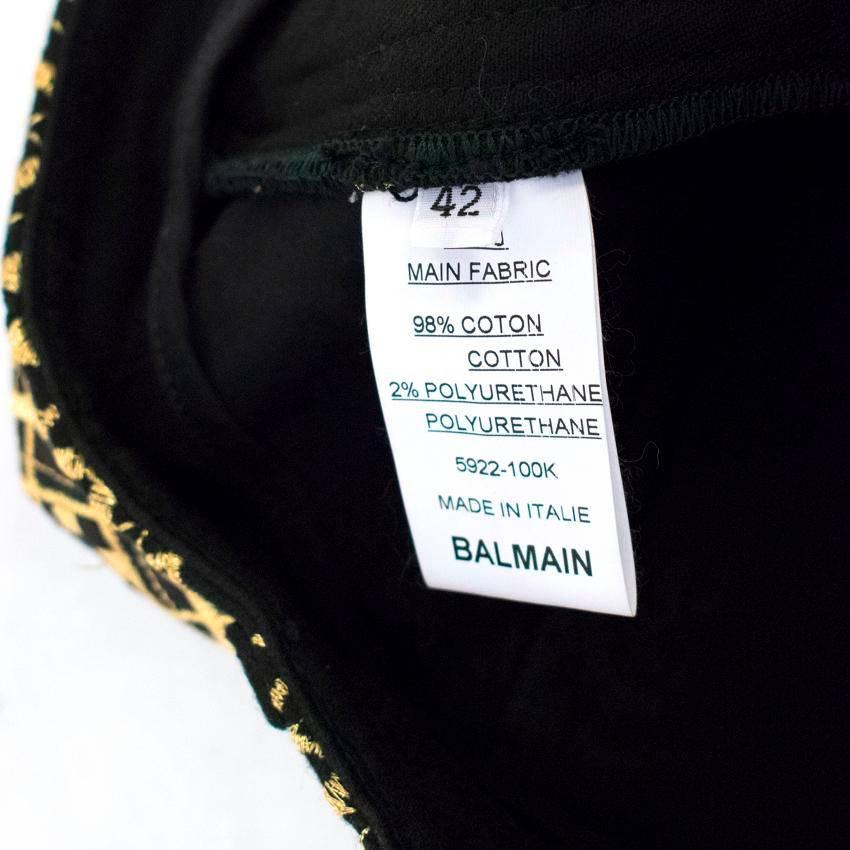 Women's Balmain Black Skinny Jeans with Gold Embroidery For Sale