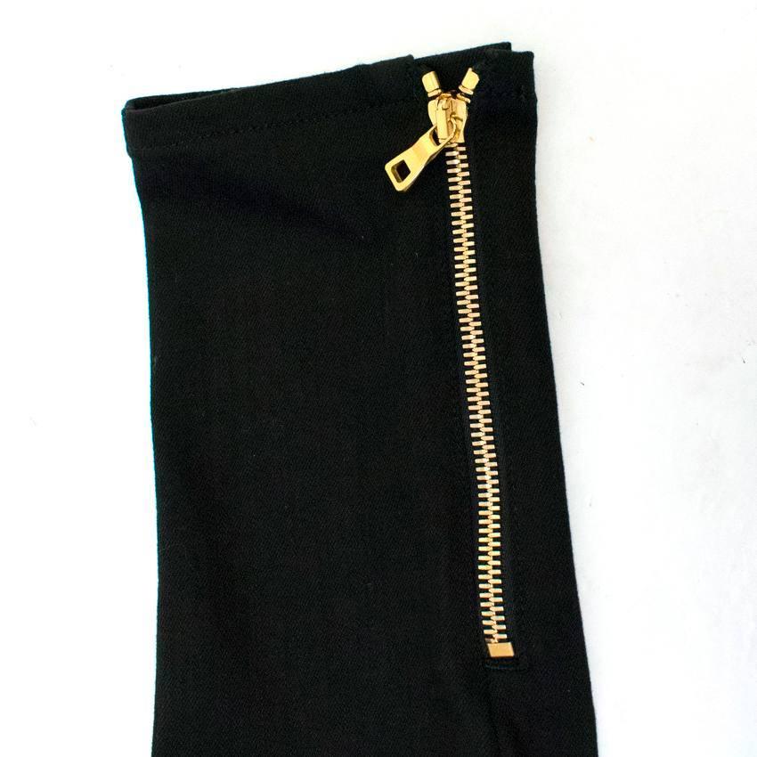 Balmain Black Skinny Jeans with Gold Embroidery In New Condition For Sale In London, GB