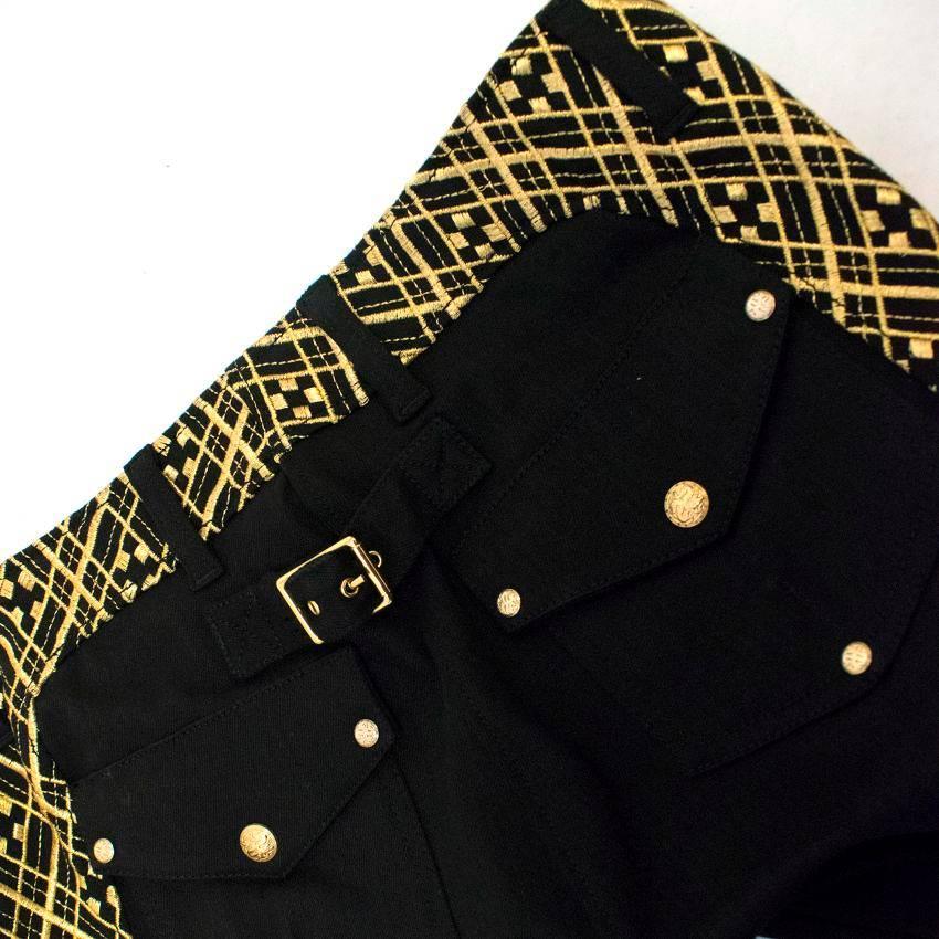 Balmain Black Skinny Jeans with Gold Embroidery For Sale 2