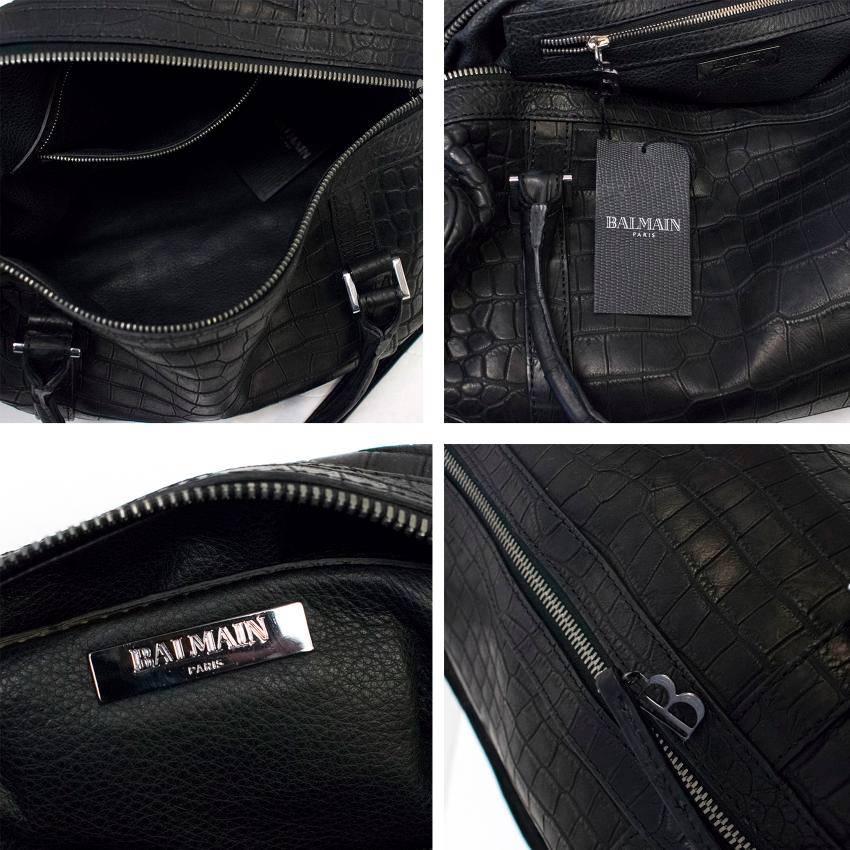 Women's Balmain Black Crocodile Skin Tote Bag