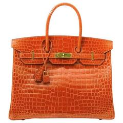 Hermes Poppy Orange Crocodile Birkin 35 4