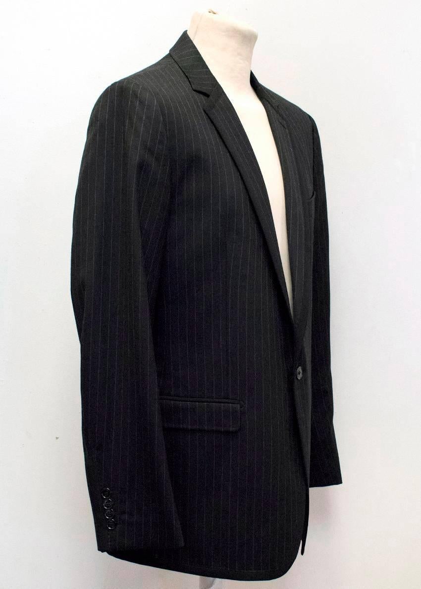 Men's Dolce & Gabbana Black Wool and Silk Blend Pinstripe Suit For Sale