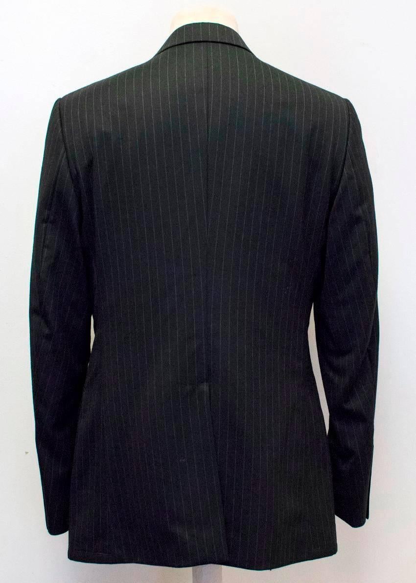 Dolce & Gabbana Black Wool and Silk Blend Pinstripe Suit For Sale 2