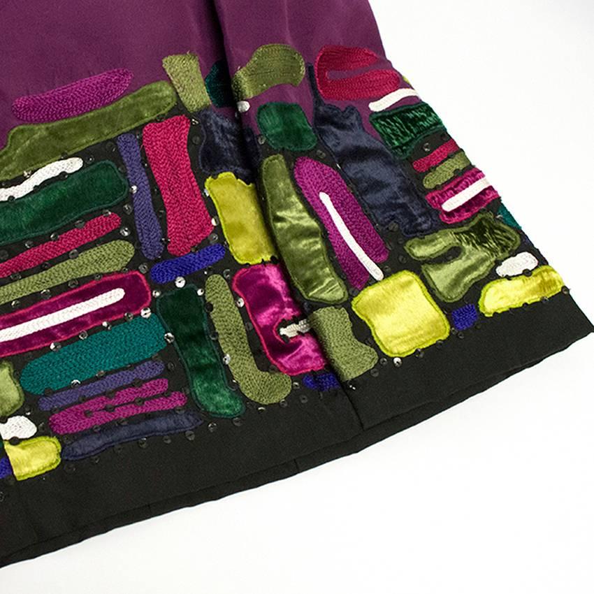 Oscar de la Renta Purple Dress with Embroidered Hem  For Sale 5