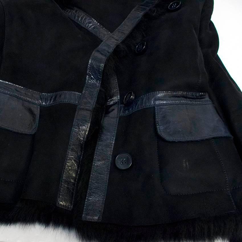 Karl Donoghue Black Suede and Shearling Jacket In Good Condition For Sale In London, GB