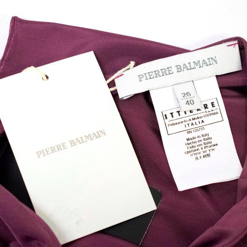 Women's Pierre Balmain Ruched Purple Bodycon Dress For Sale