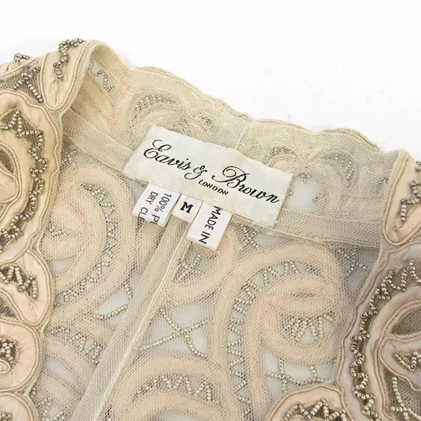 White Eavis Brown Cream Silk Embroidered Jacket For Sale