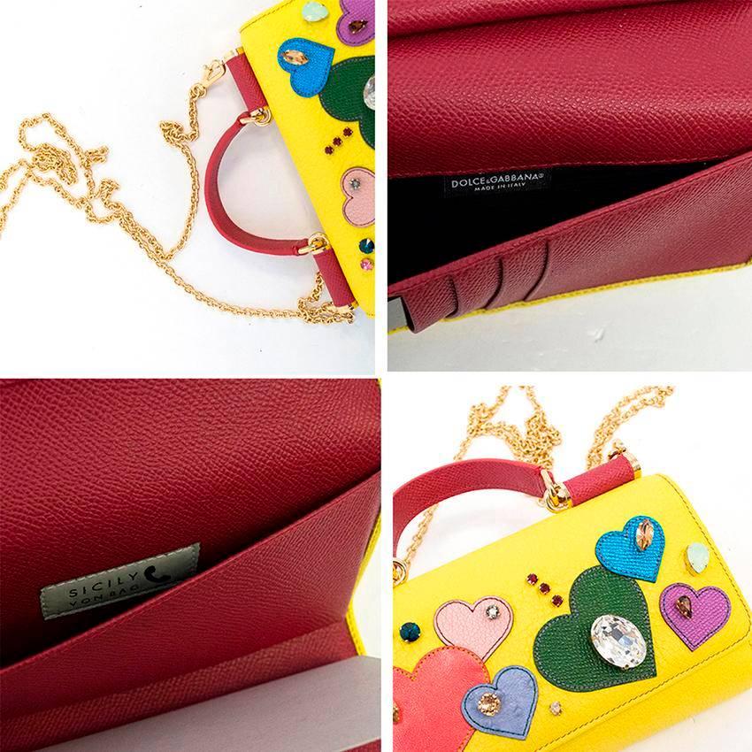 Dolce & Gabbana Yellow St. Valentine Mini Von Wallet Bag For Sale 1