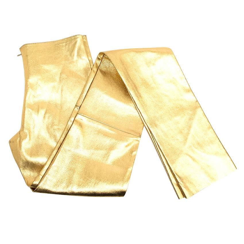 Women's Jitrois 32- Gold Leather Leggings For Sale