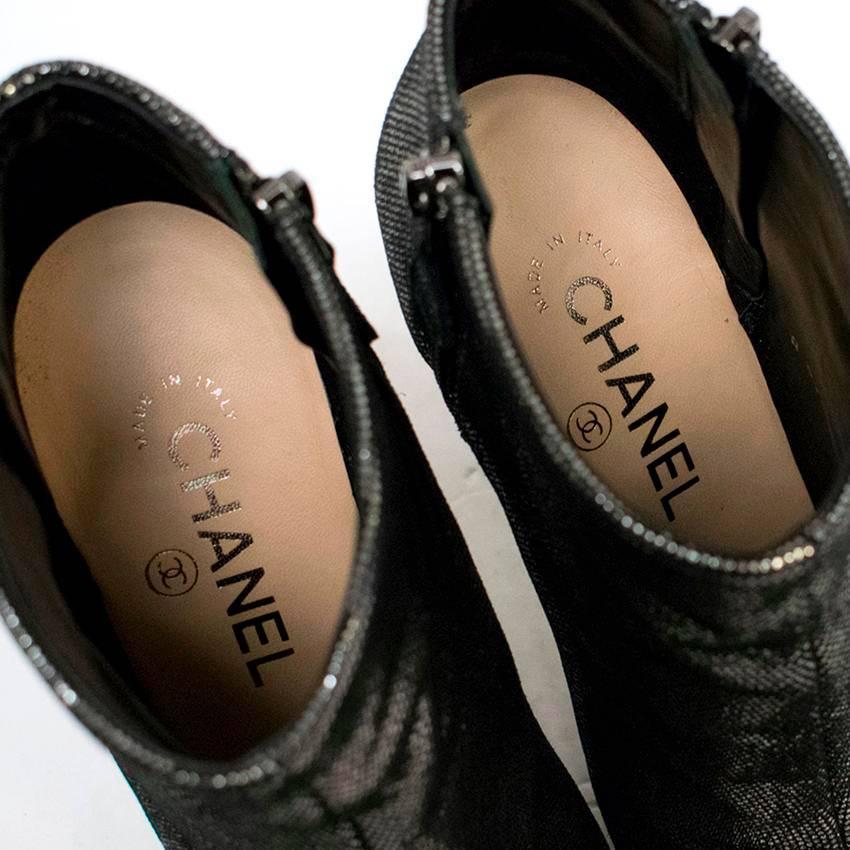Chanel Metallic Ankle Boots For Sale 2