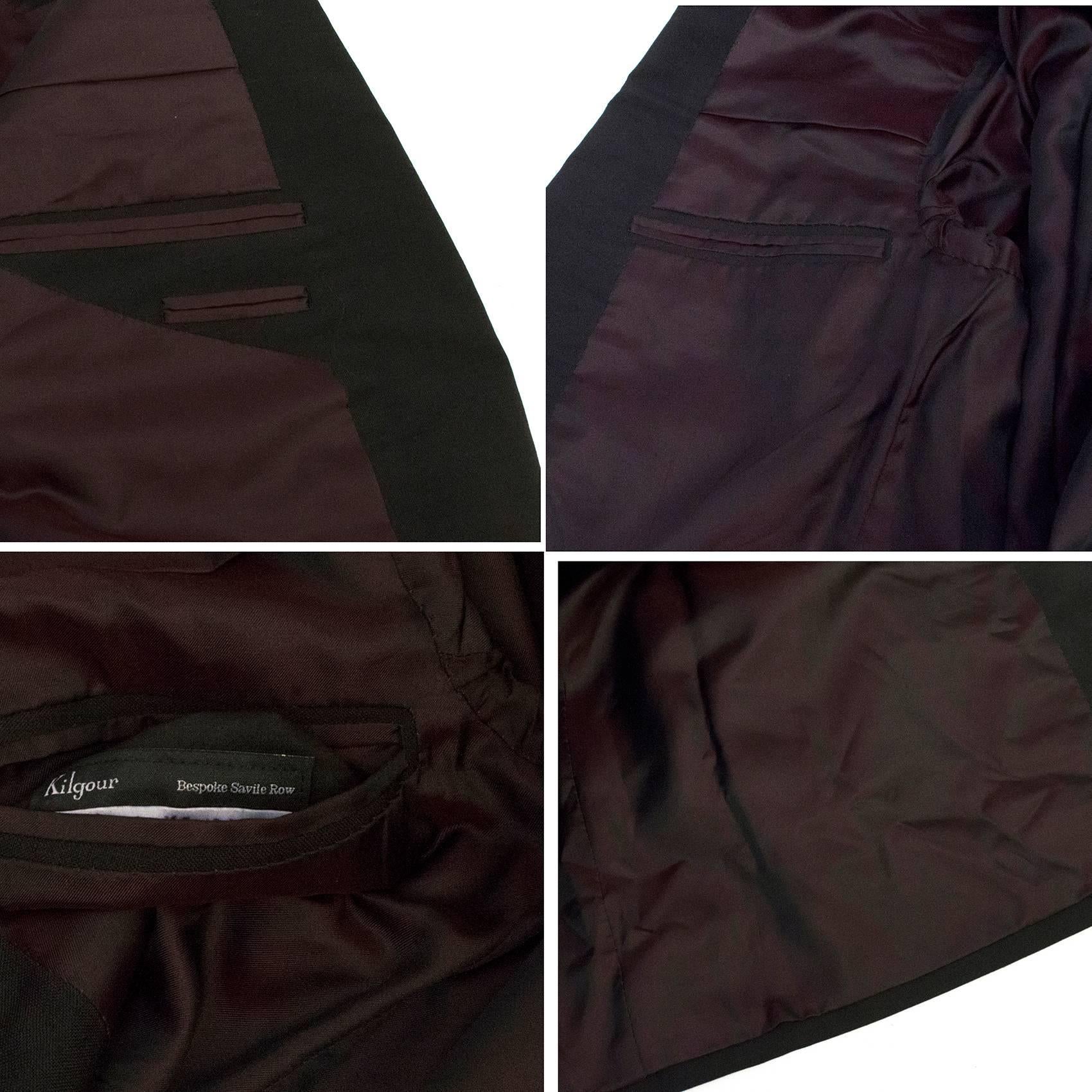 Kilgour Black Wool Trouser Suit For Sale 1