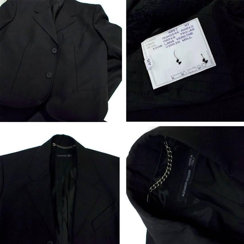 Men's Alexander McQueen Two Piece Black Wool Suit For Sale