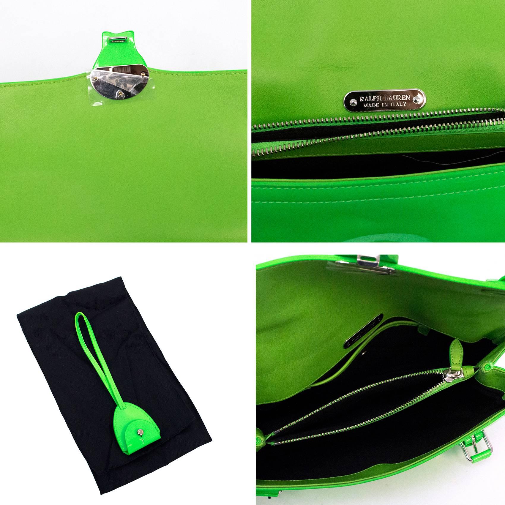 Ralph Lauren 'Ricky' Neon Green Shoulder Bag  For Sale 4