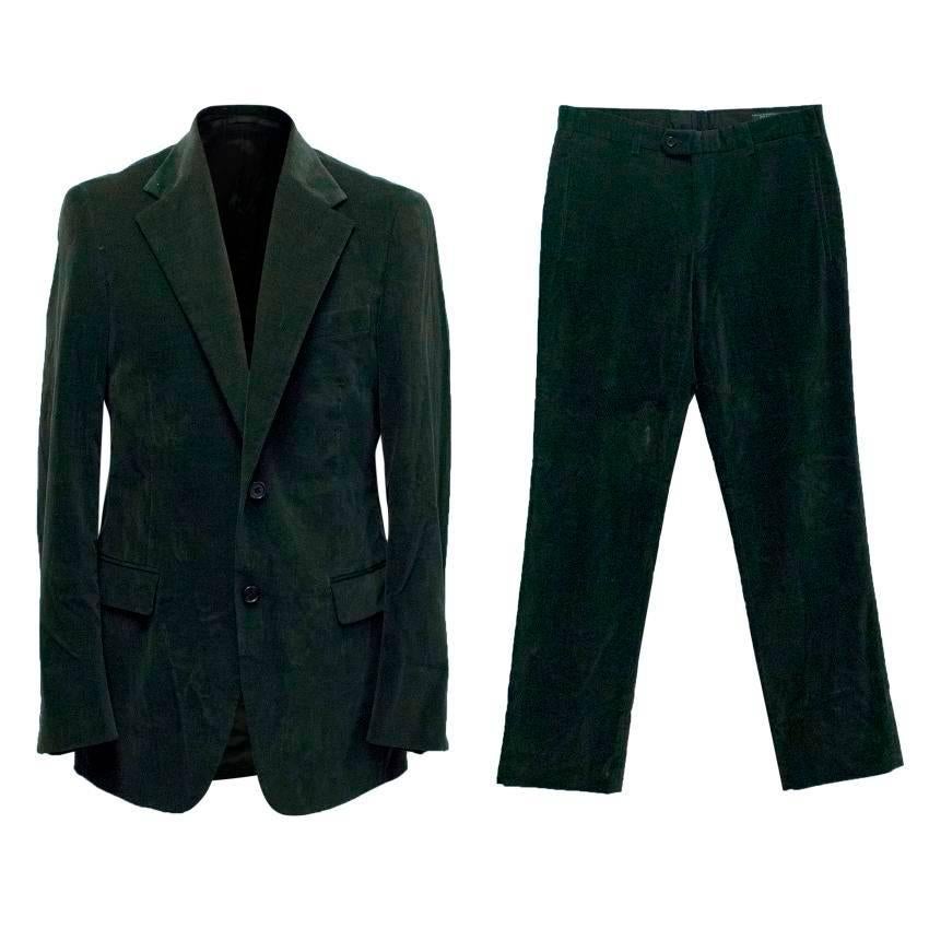 Prada Dark Green Corduroy Suit For Sale