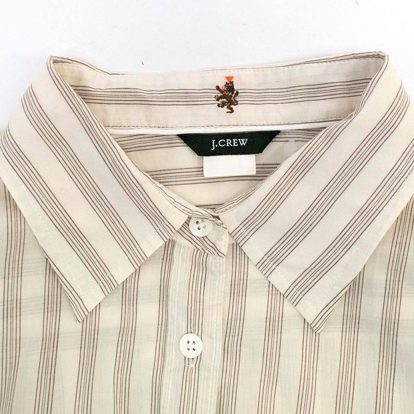 Men's J. Crew Cream Shirt with Grey Stripes For Sale