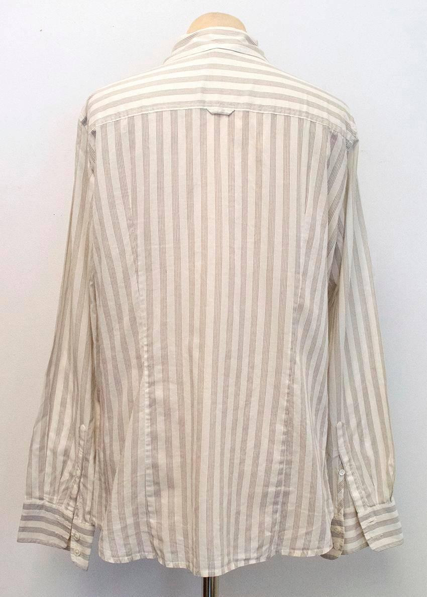 J. Crew Cream Shirt with Grey Stripes In Good Condition For Sale In London, GB