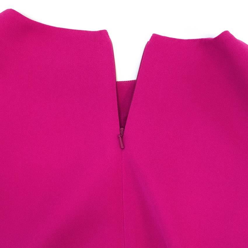 Women's Oscar de la Renta Fuchsia Pink Dress With Red Pleat Insert For Sale
