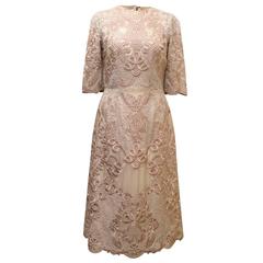 Dolce & Gabbana Pale Pink Embroidered Lace Dress
