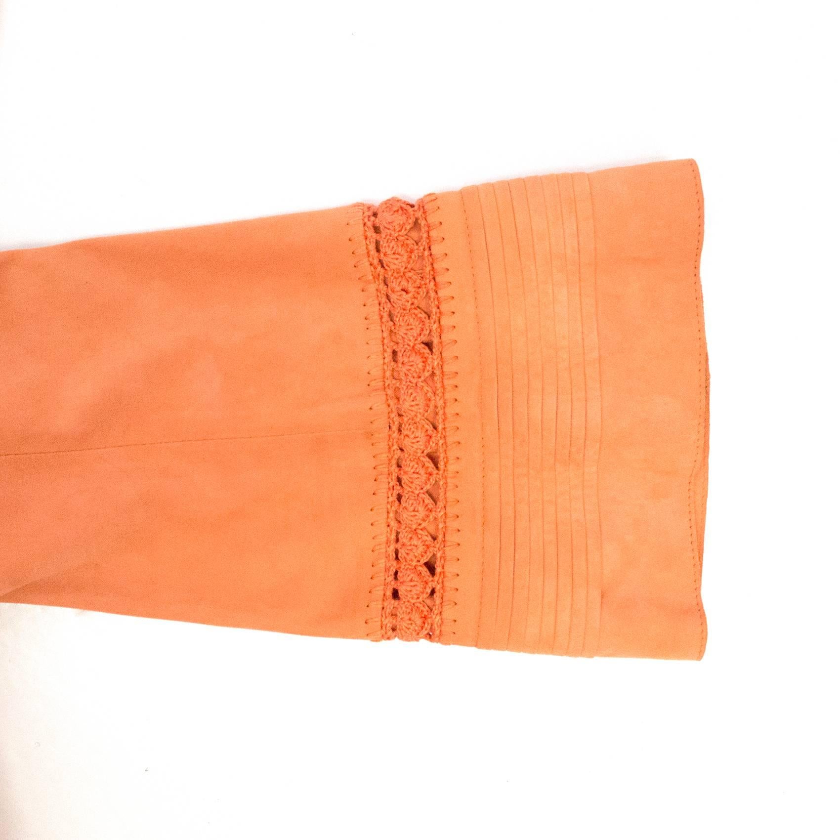 Alberta Feretti Orange Suede Coat - Size US 6 For Sale 5