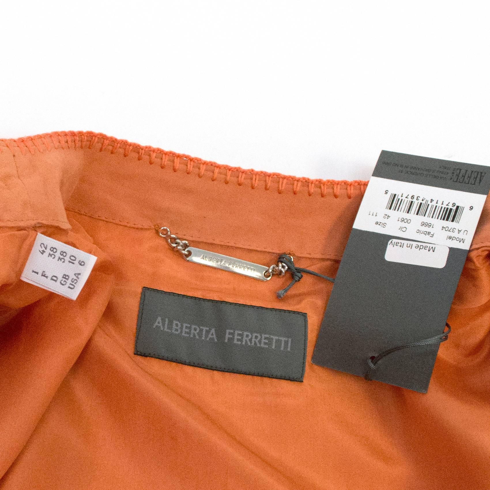 Alberta Feretti Orange Suede Coat - Size US 6 For Sale 3