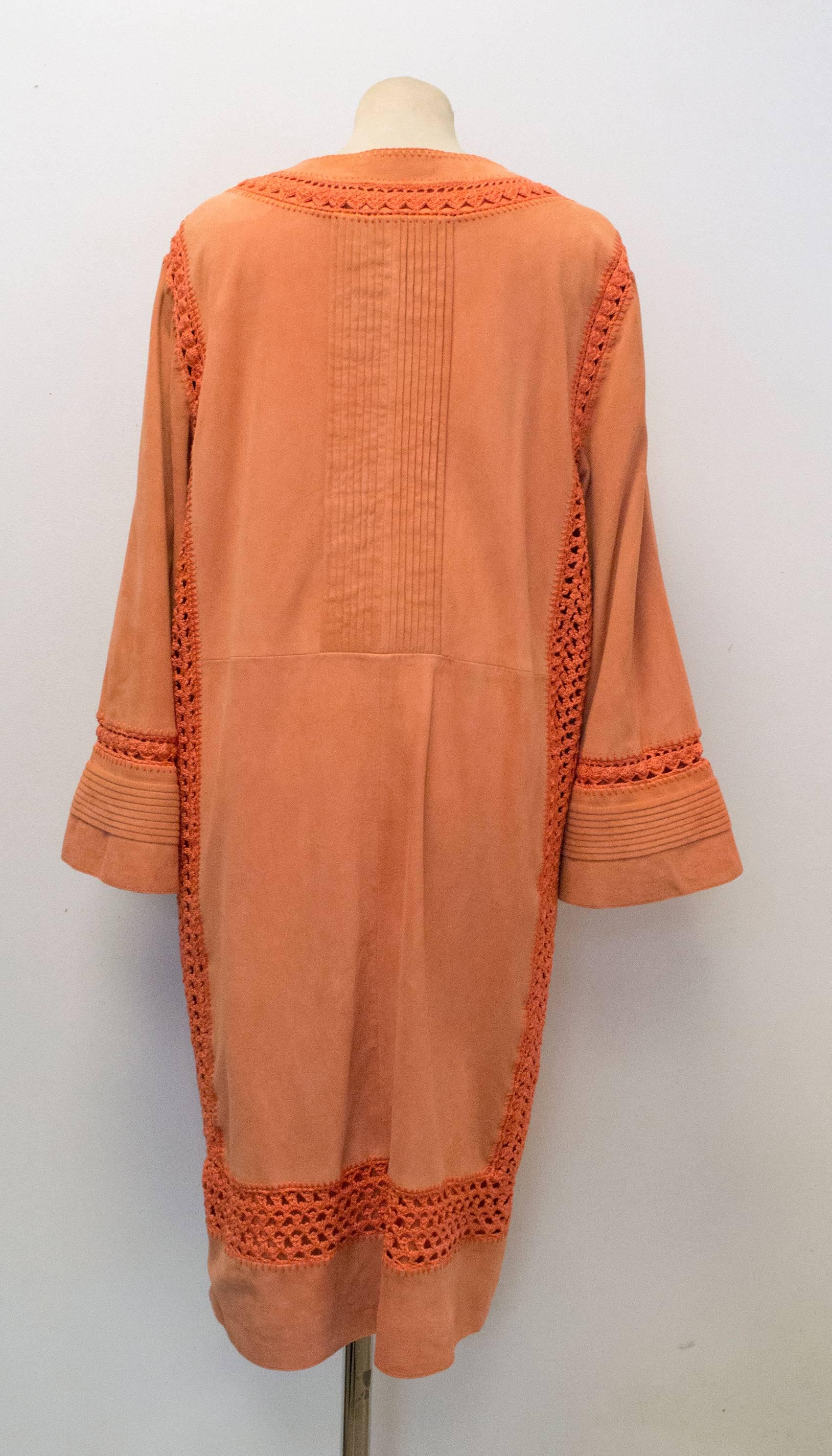 Women's Alberta Feretti Orange Suede Coat - Size US 6 For Sale