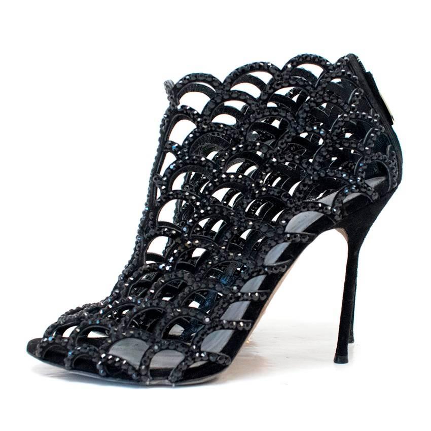 caged black heels