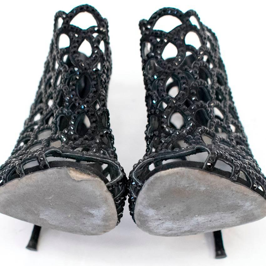 black caged sandals