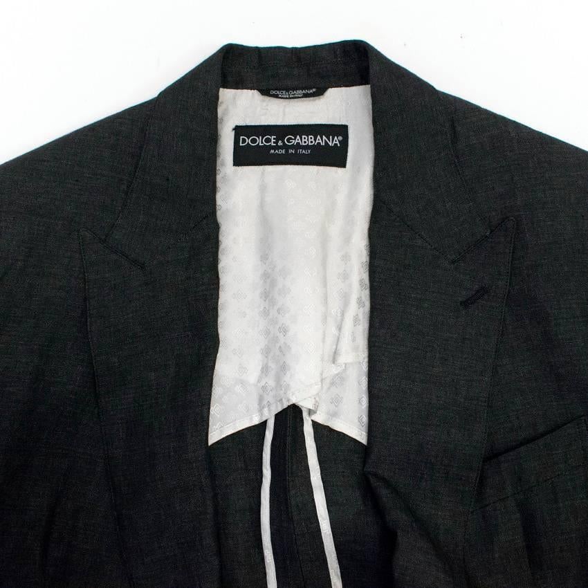 Black Dolce & Gabbana Grey Linen Jacket	 For Sale