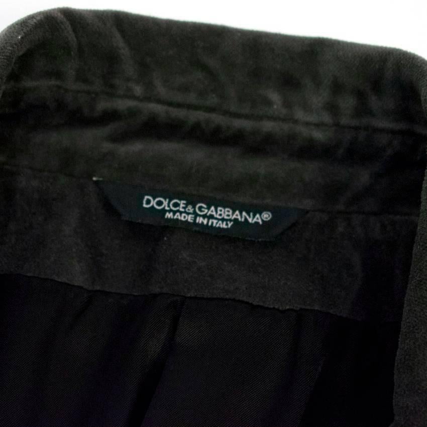 Dolce & Gabbana Mens Charcoal Grey Velvet Blazer In New Condition For Sale In London, GB