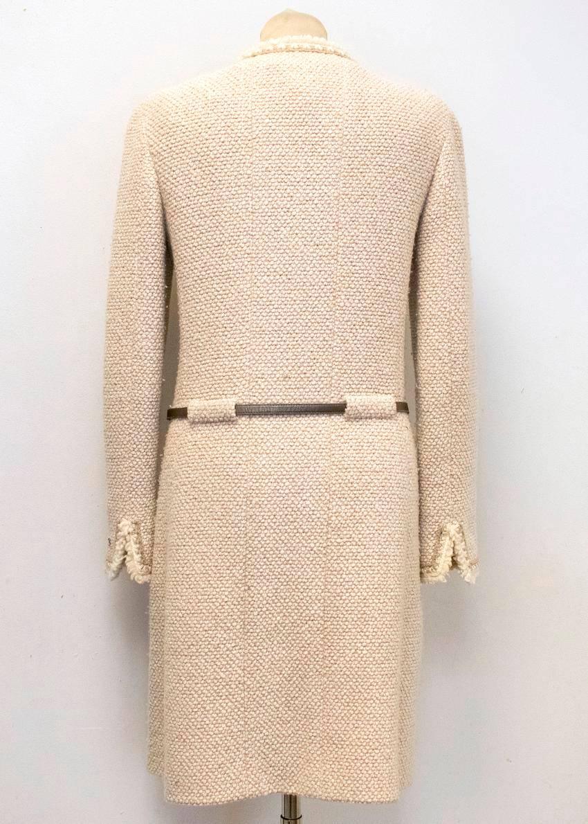 Chanel Beige Wool and Silk Tweed Coat For Sale 3