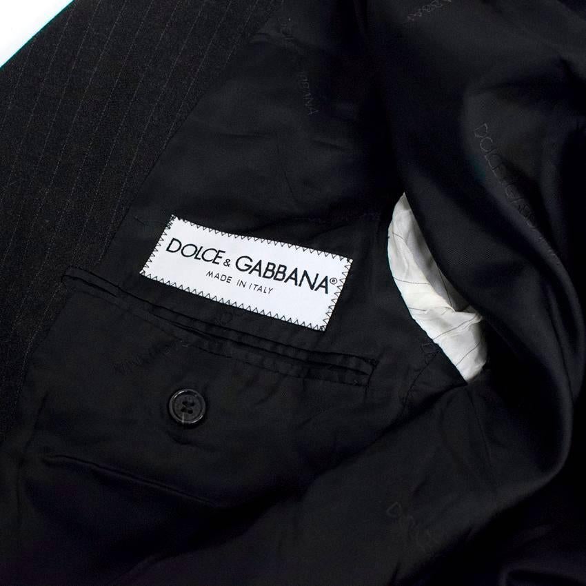 Black Dolce & Gabbana Mens Grey Pinstripe Blazer For Sale