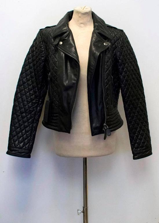 Burberry Brit Black Leather Quilted Jacket For Sale at 1stDibs