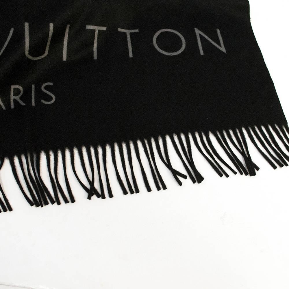 Black Louis Vuitton Thick Cashmere Extra Large Scarf For Sale
