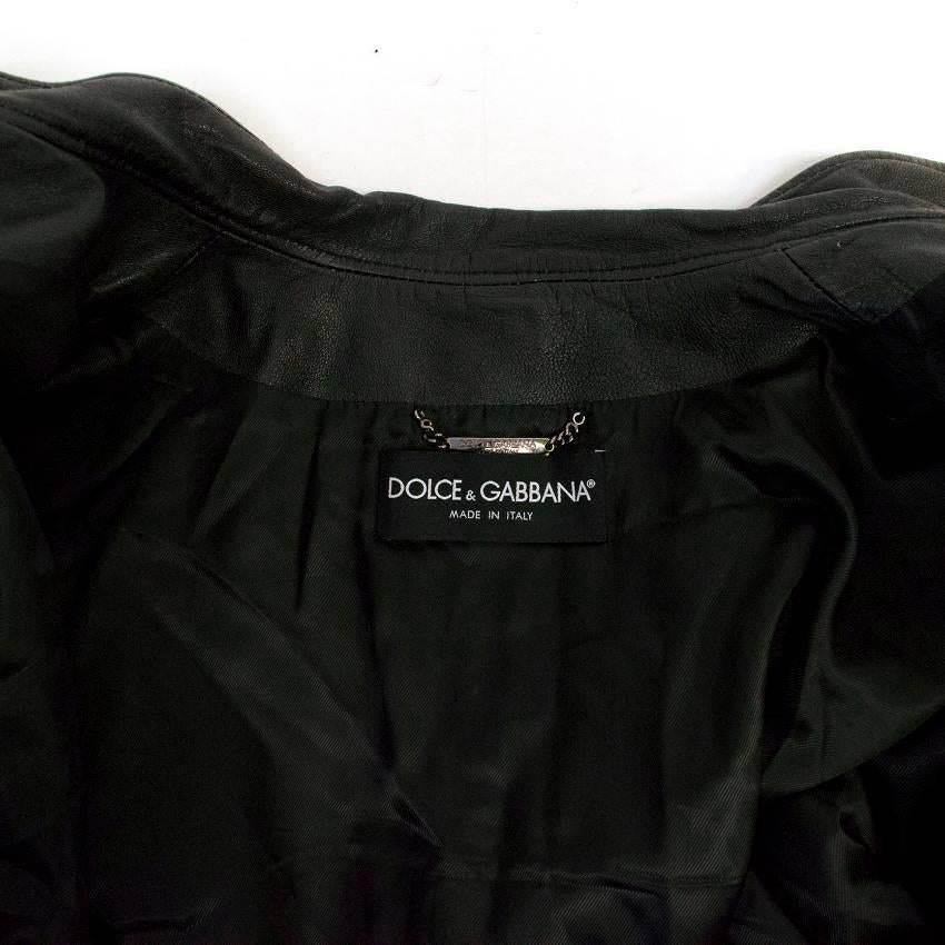 Dolce & Gabbana Black Distressed Leather Bomber Jacket 1