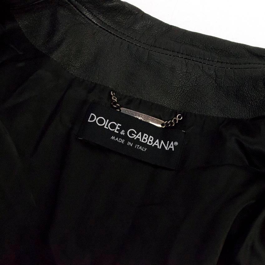 Dolce & Gabbana Black Distressed Leather Bomber Jacket 2