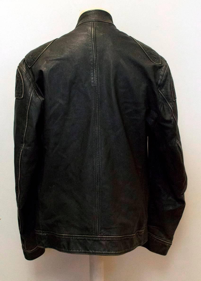 Men's Dolce & Gabbana Black Distressed Leather Bomber Jacket