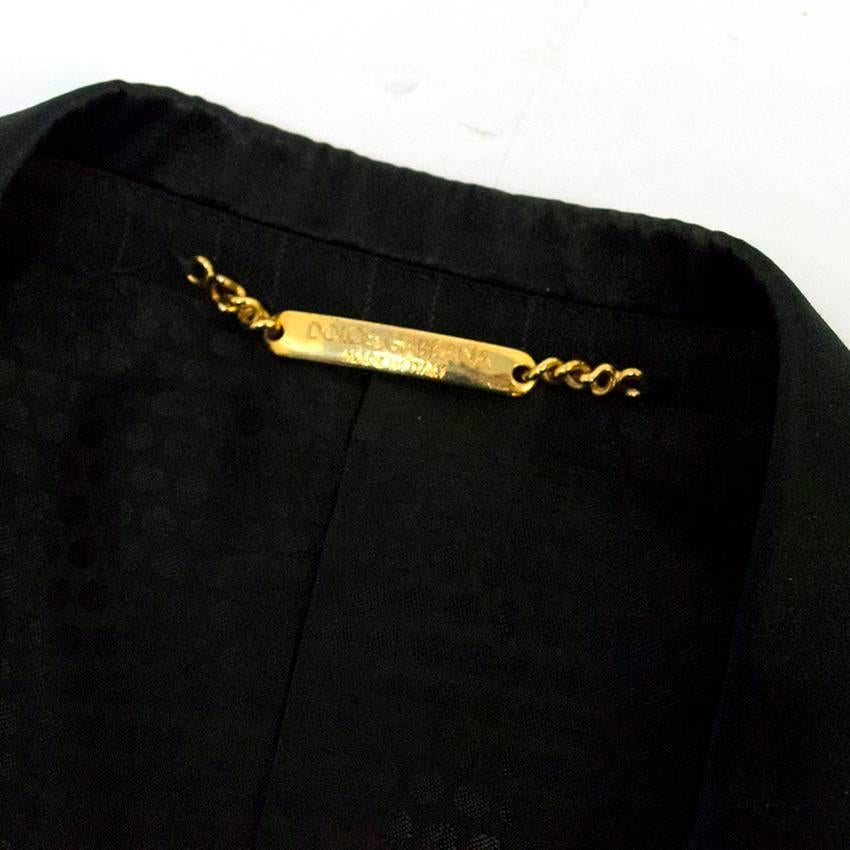 Dolce & Gabbana Black Pinstripe Blazer with Silk Lapel For Sale 2