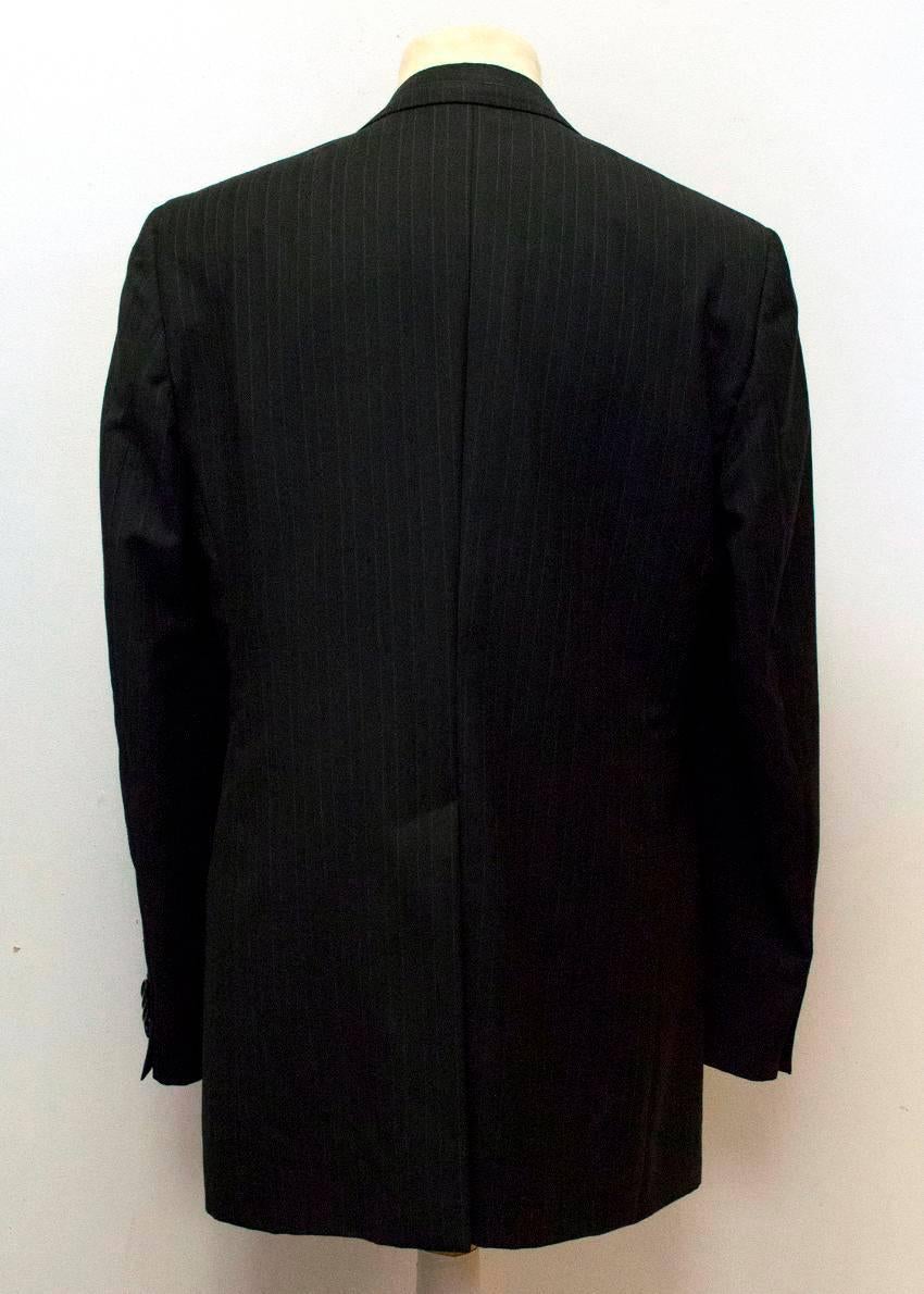 Men's Dolce & Gabbana Black Pinstripe Blazer with Silk Lapel For Sale