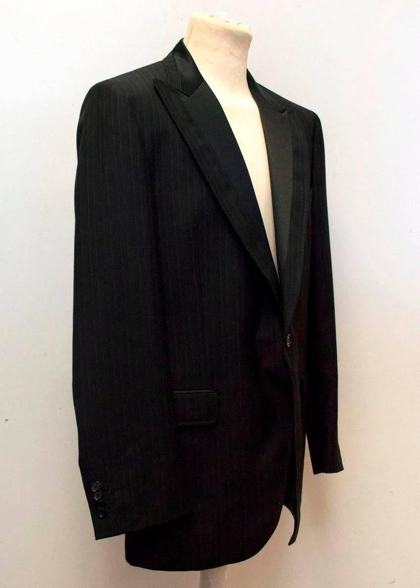Dolce & Gabbana Black Pinstripe Blazer with Silk Lapel In Excellent Condition For Sale In London, GB
