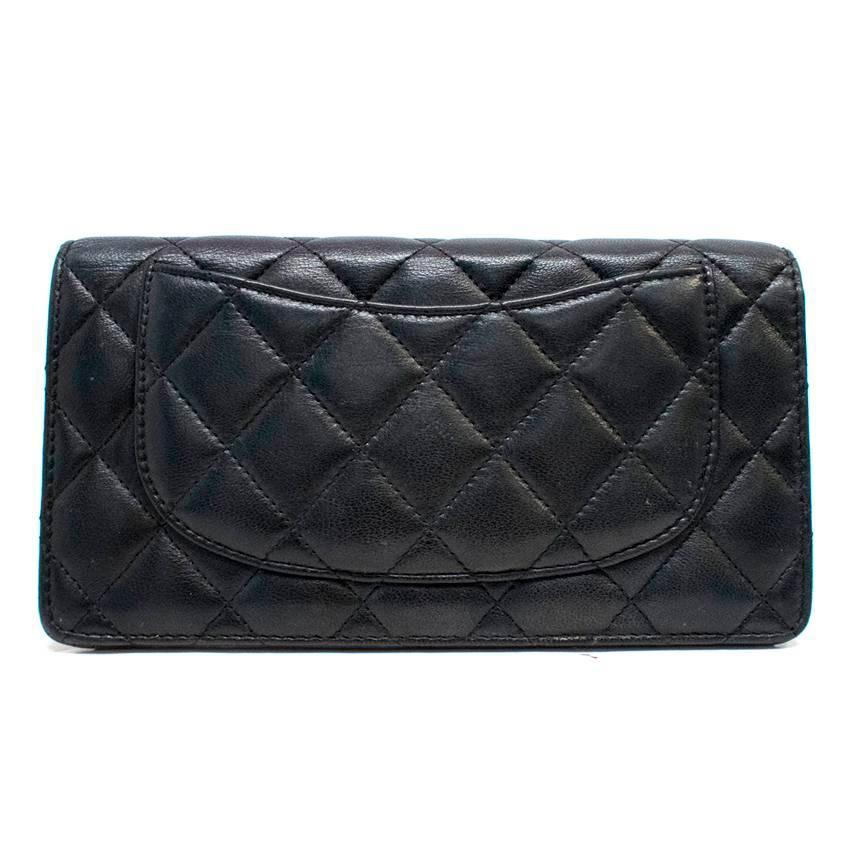Women's Chanel 'Double Wallet' Black Leather & Gold Hardware  For Sale