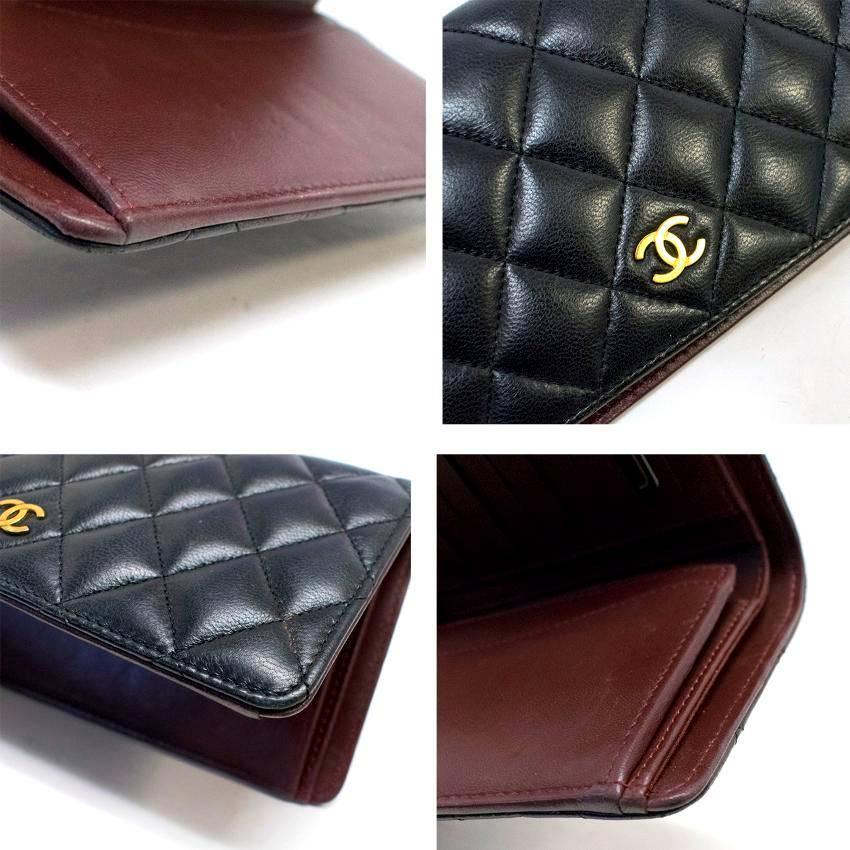 Chanel 'Double Wallet' Black Leather & Gold Hardware  For Sale 4
