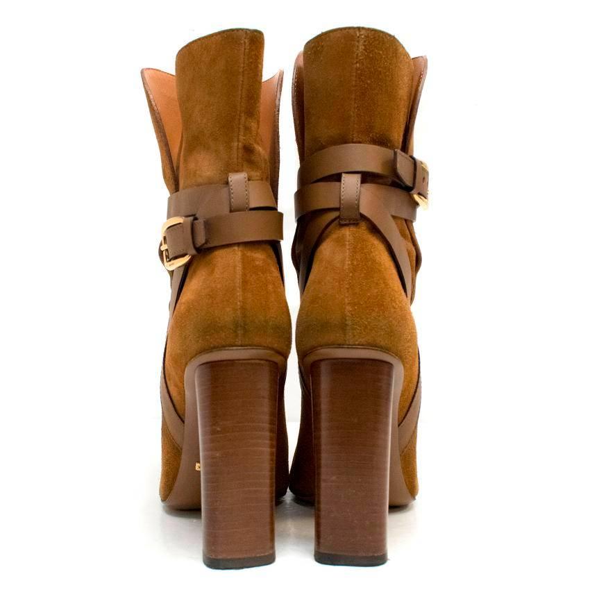 Brown Gucci Tan Suede Boots  For Sale