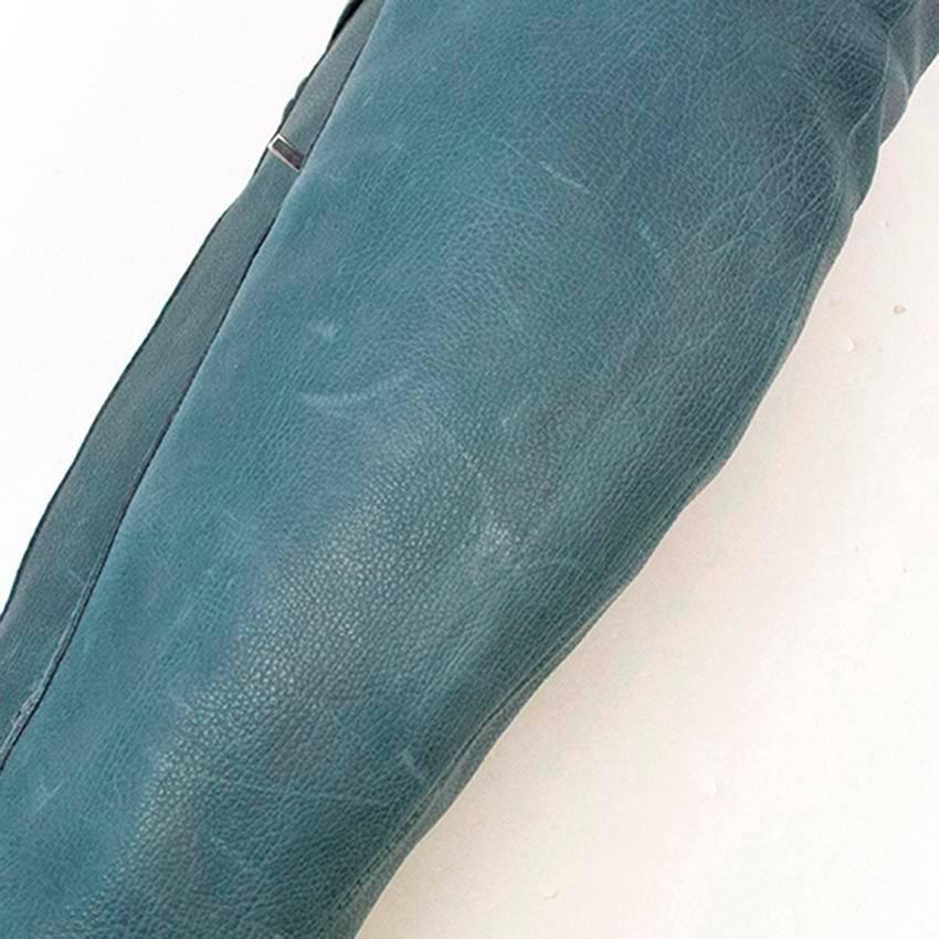Dior Teal Guetre Over-The-Knee Boots 1