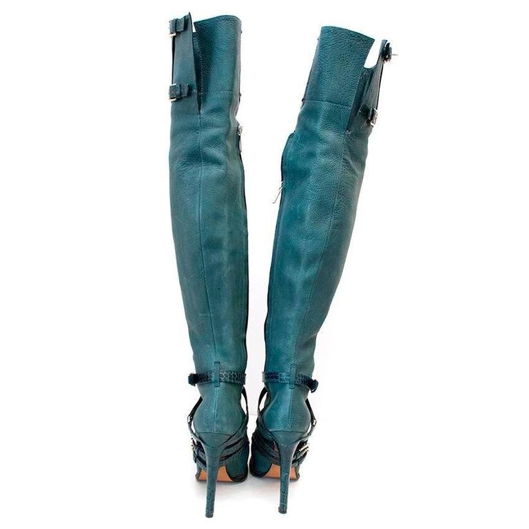 teal over the knee boots